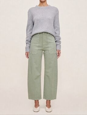 DL1961 Miro Barrel Twill Lightweight High Rise Ankle Cropped Pants 24.5" Sage
